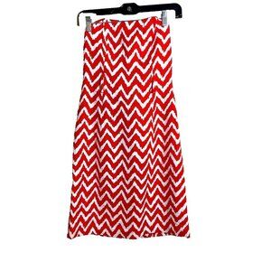 Milly Strapless Mini Dress Womens Size 4 Red White Chevron Sleeveless Lined